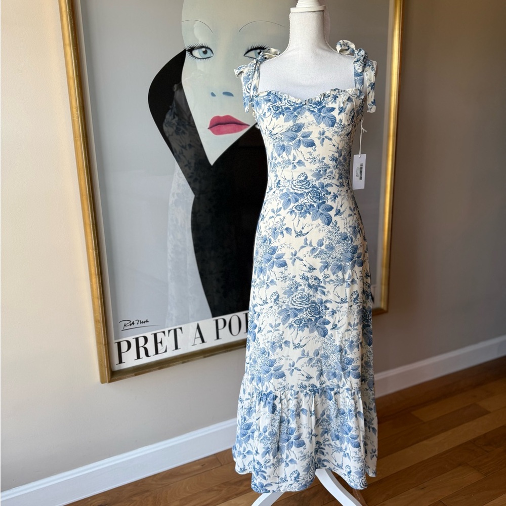 Reformation Blue and White Floral Midi Dress